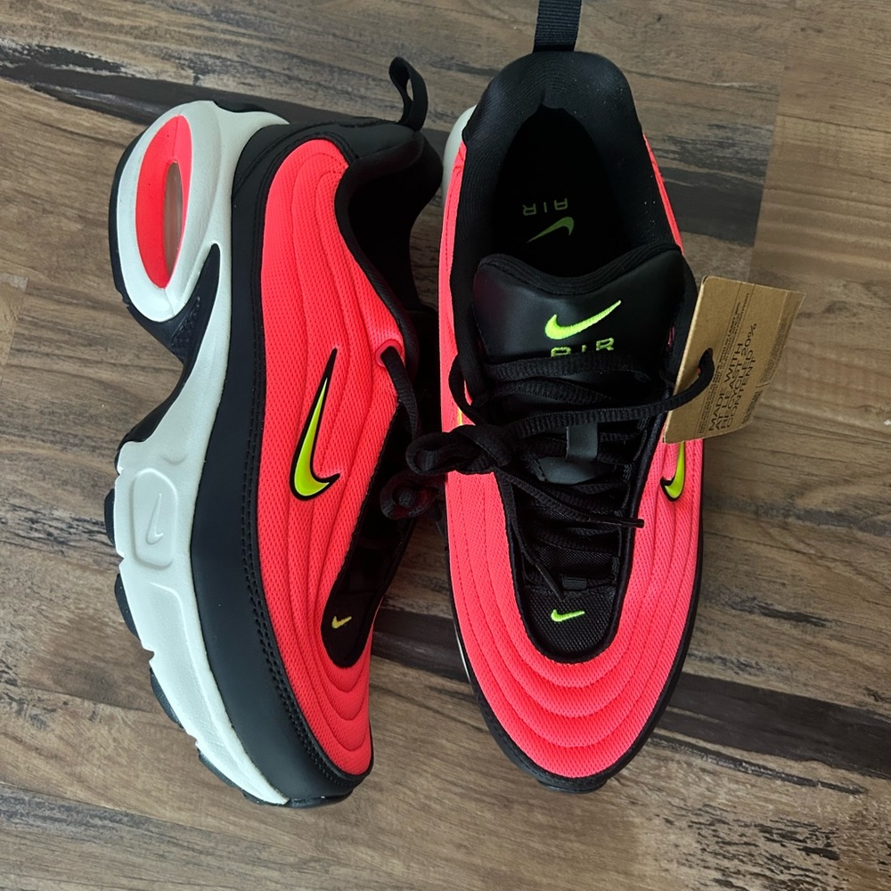 Nike Neon Pink & Black Air Max Sneakers with Lime Swoosh